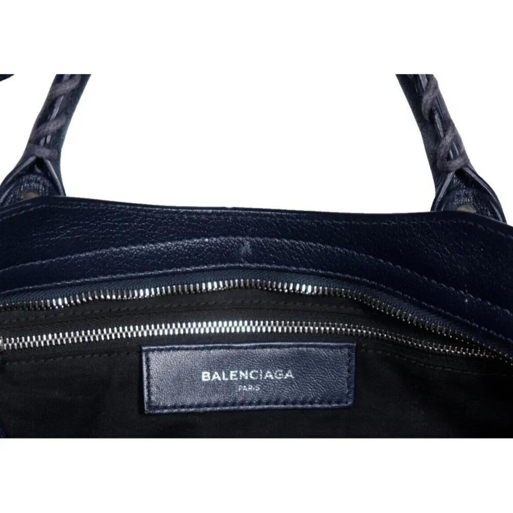 Balenciaga Navy Blue Leather Crossbody Satchel - Picture 8 of 12